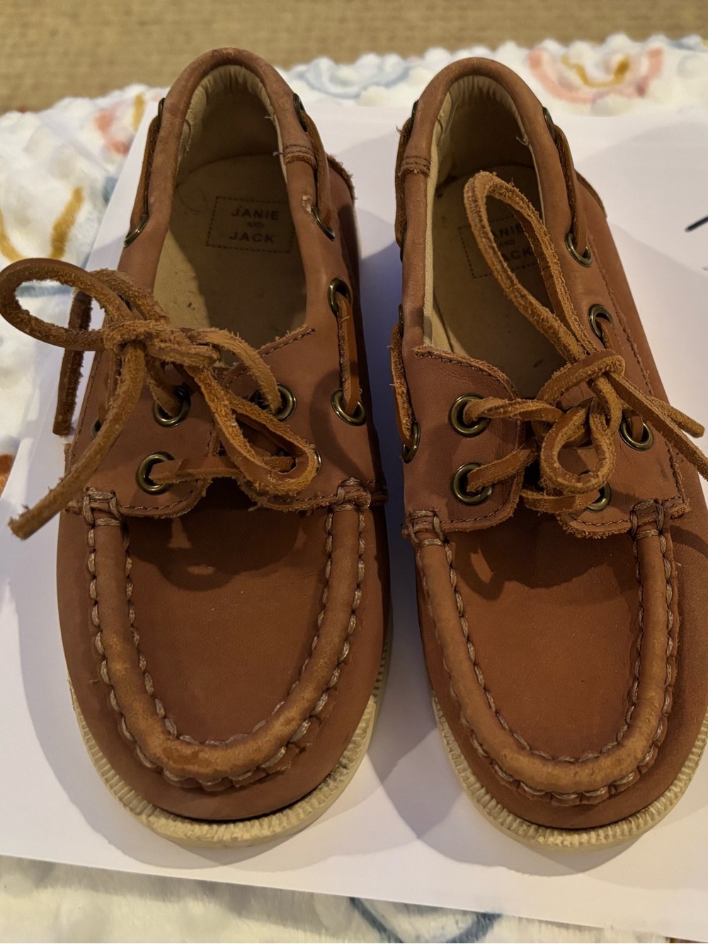 Janie and Jack Toddler Brown Leather Boat Shoes